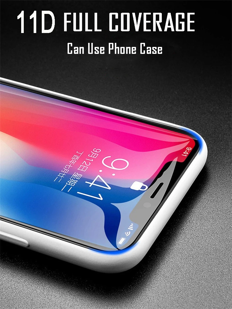 Защитное стекло 11D для iPhone 6 7 6S 8 plus X XS MAX на iphone R защита экрана закаленное с защитой