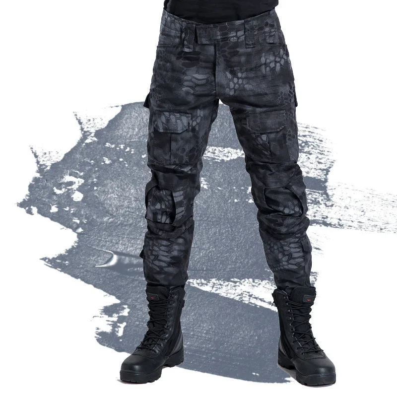  Free shipping 2019 Men's Military Snake Camouflage Tactical Pants pantalon homme Army pants Cargo a