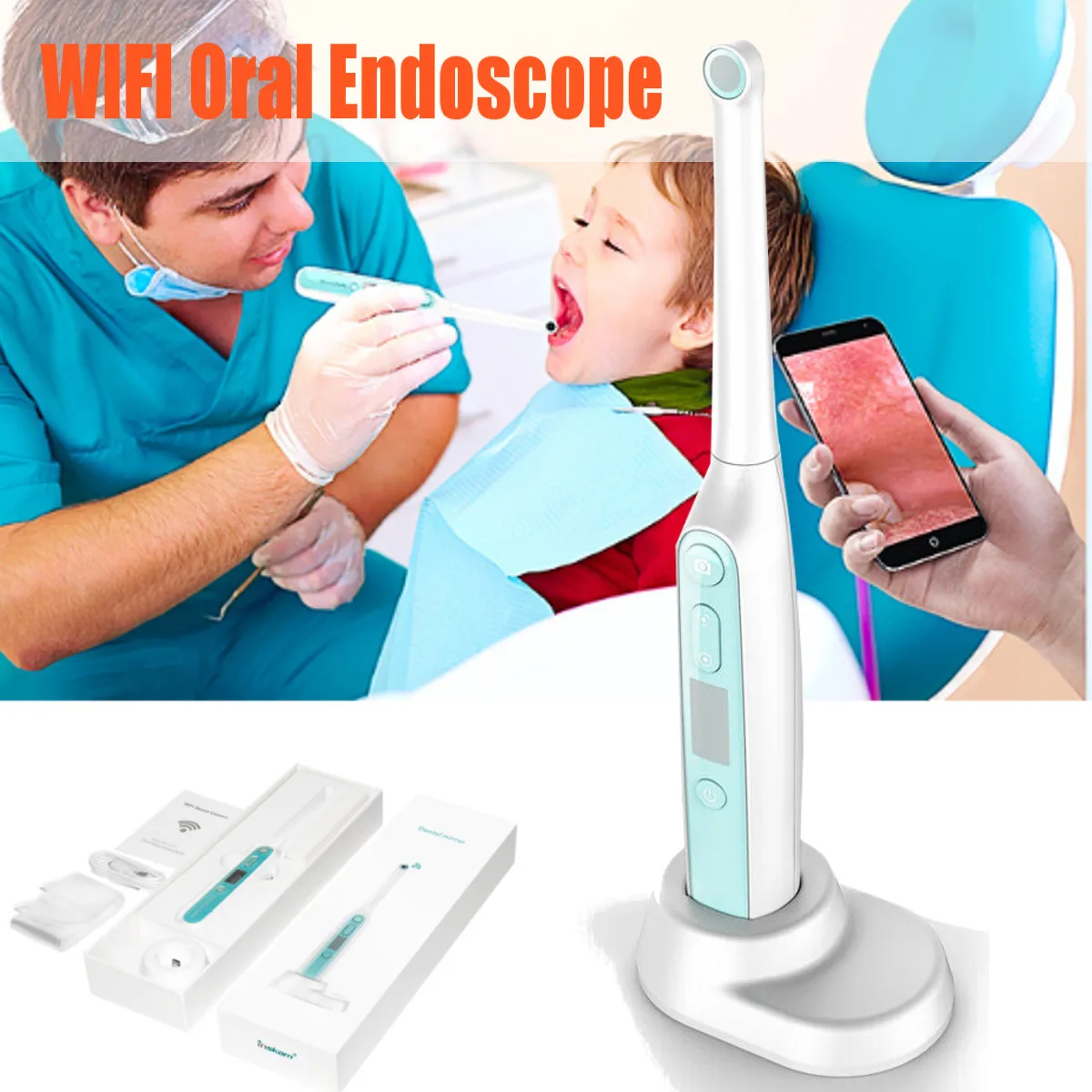 Goede Wifi Draadloze Tandheelkundige Camera Hd Intraoral Endoscoop Met 8 Led Verlichting Inspectie Voor Tandarts Oral Real Time Video Tandheelkundige gereedschap