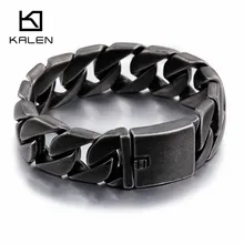 Kalen тяжелые массивные 20 мм Ширина мужские матовые велосипедные цепи браслеты 22 см длинные матовые из нержавеющей стали темно-тусклые звенья цепи браслеты
