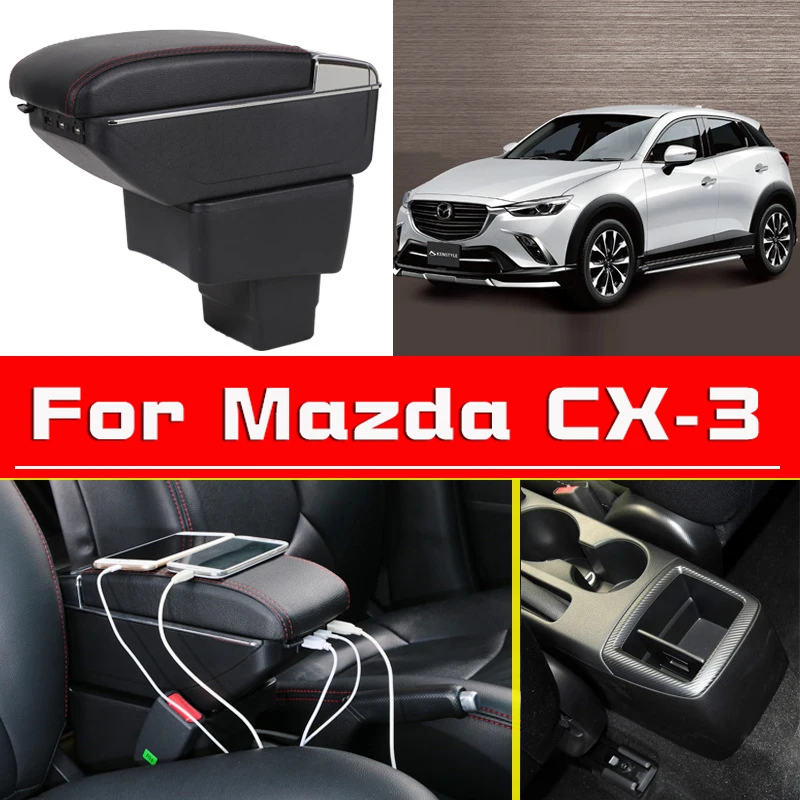 Leather Car Armrest For Mazda CX 3 Centre Console Storage