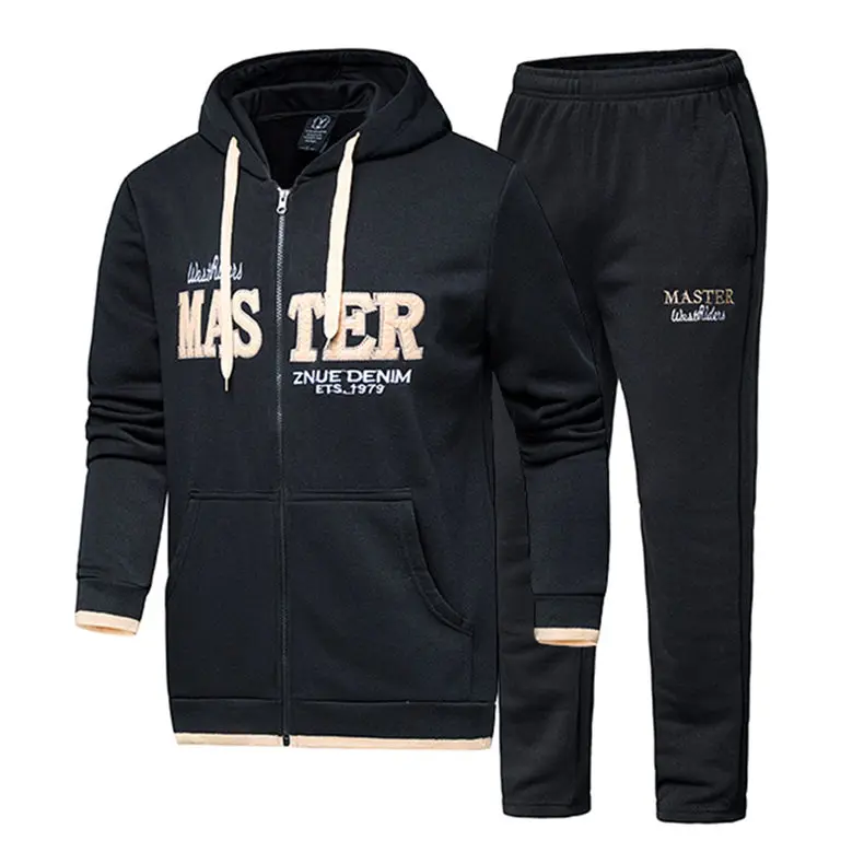 Spring Tracksuit Sets Male Casual Hooded Couple Fleece Cotton Women Sweatshirts Sportswear Suits Female Zipper Cardigan+Pant 3XL 2