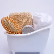 5 Items set Small Pet Bathtub storage box Wood Massage Comb Bath Sponge Pumice stone Towel