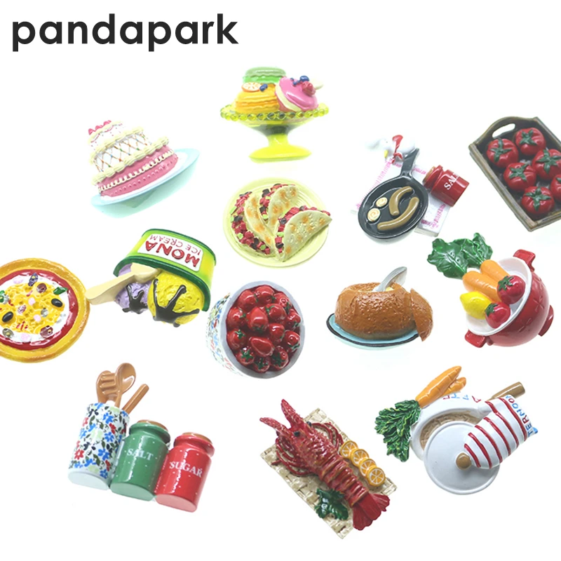 

PANDAPARK 3D Resin Simulation Food Fridge Magnet Souvenir Kitchen Tools Fridge's Decoration Message Post Sticker Coffee Cake Tea