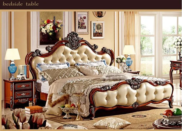 Современная Европейская кровать из цельного дерева модная резная 1,8 м кровать французская мебель для спальни 85256