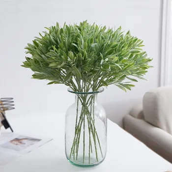 

51cm Artificial Plant Plastic Green Plants Simulation Flower Olive Leaf Flocking Wedding Home Decoration Props Potted Leaf 1pc