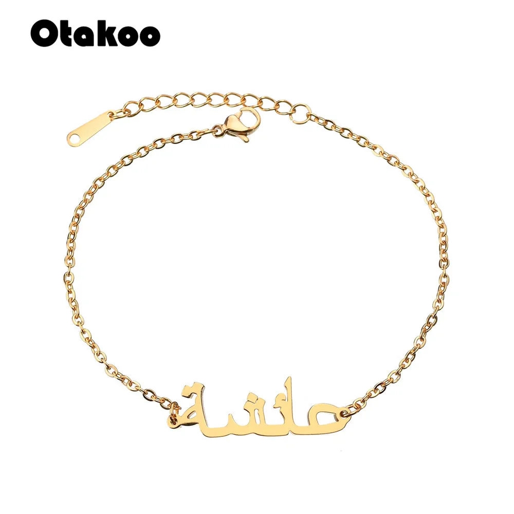 

Otakoo Charm Islamic Name Bracelet Jewelry Muhammad Arabic Letter Bracelet for Men Women Pulseras Mujer