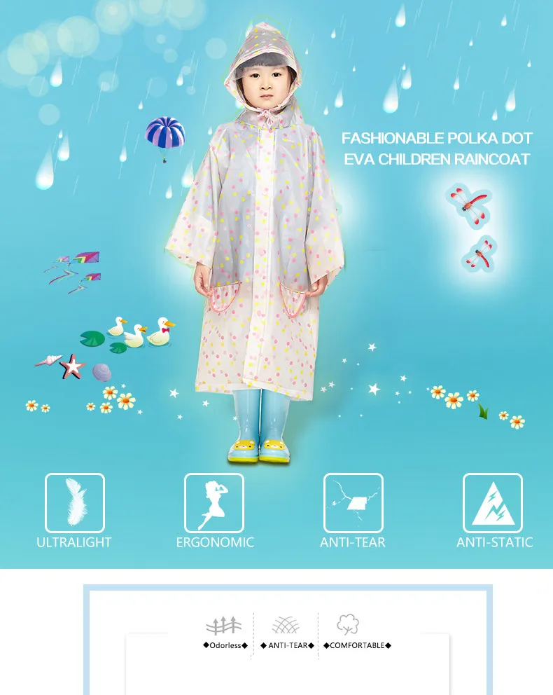 QIAN непромокаемый детский плащ пластиковый прозрачный EVA дождевик Водонепроницаемая детская непромокаемая одежда Дождевик Пончо