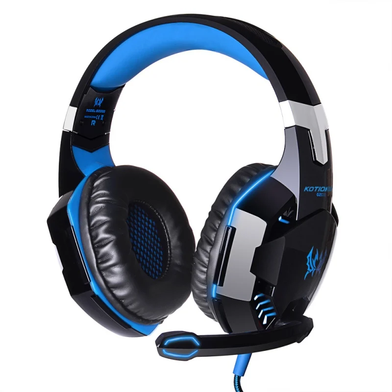 3,5 мм Gaming Headset профессиональный микрофон наушники со светодиодом стерео объемный звук наушники с глубокими басами для игр, наушники гарнитура для PS4 Xbox One портативных ПК - Цвет: Синий