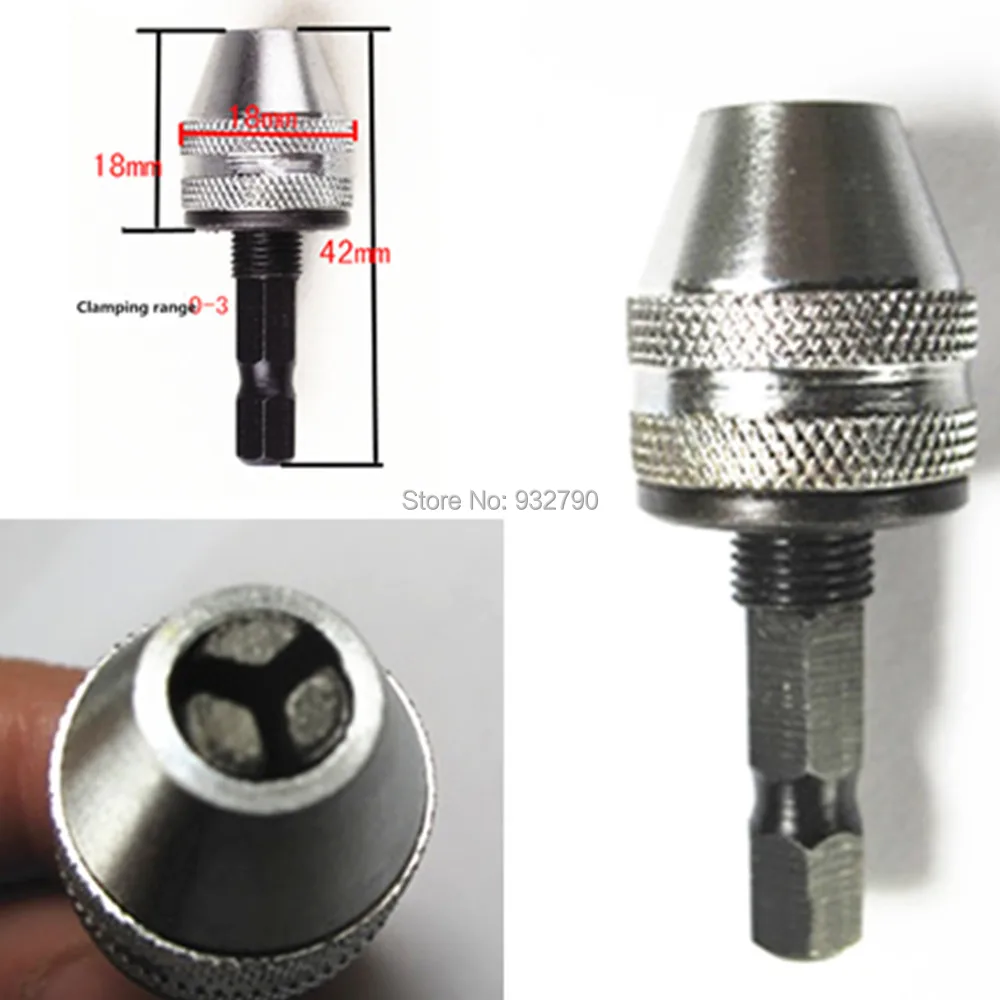 2pcs 1/4" Keyless Drill Chuck Screwdriver Impact Driver Adaptor 1/4