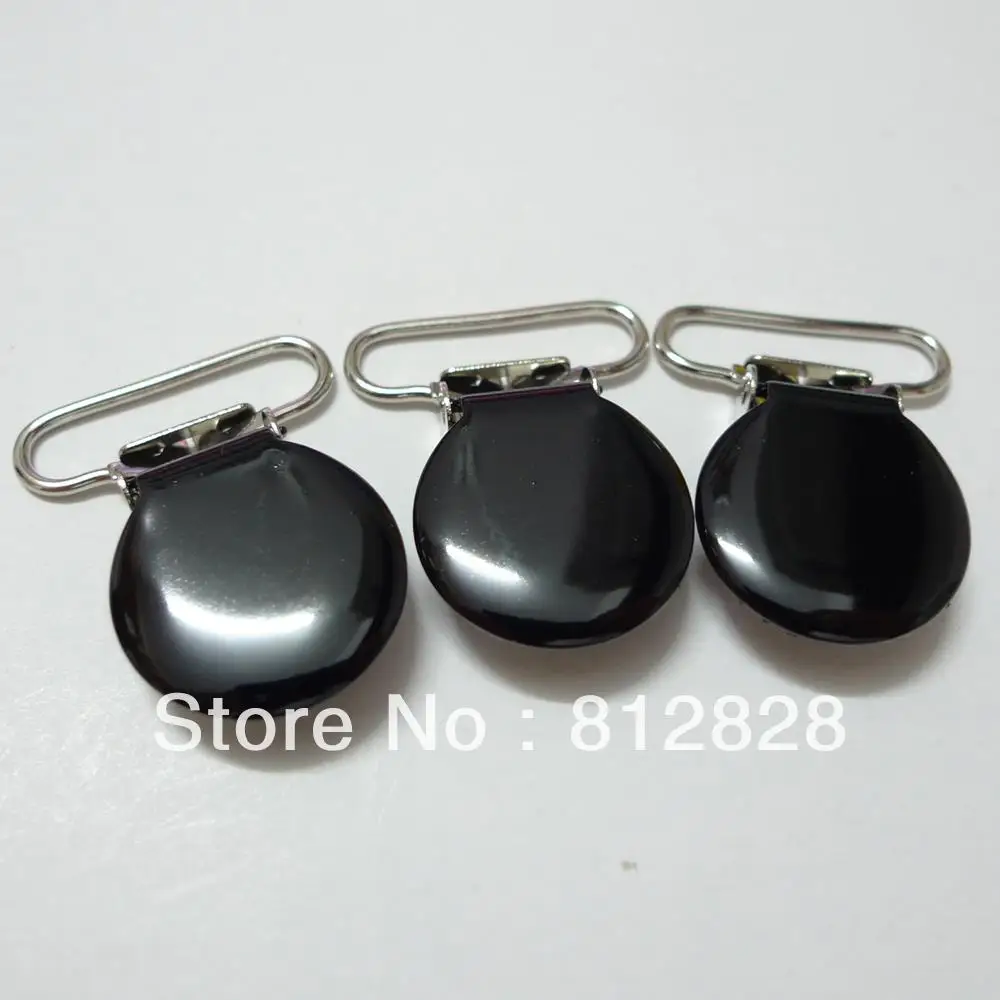 

25pcs 1'' 25mm #01 Black Color Enamel Pacifier Clips/Suspender Clips