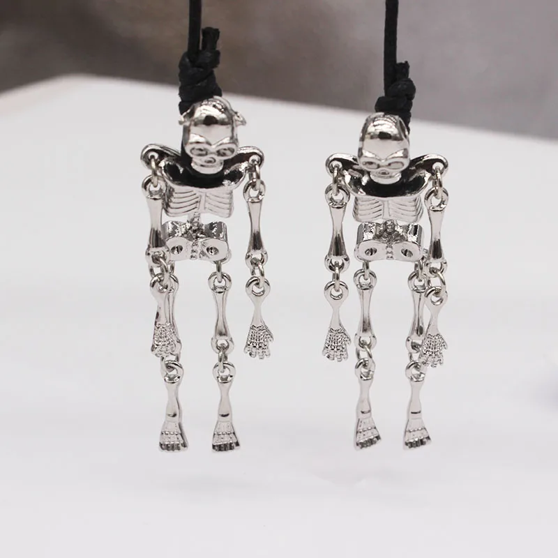 

Original Halloween Skull Long Dangle Earrings For Women 2019 New Gothic Punk Movable Skeleton Drop Earrings Femme Bijoux