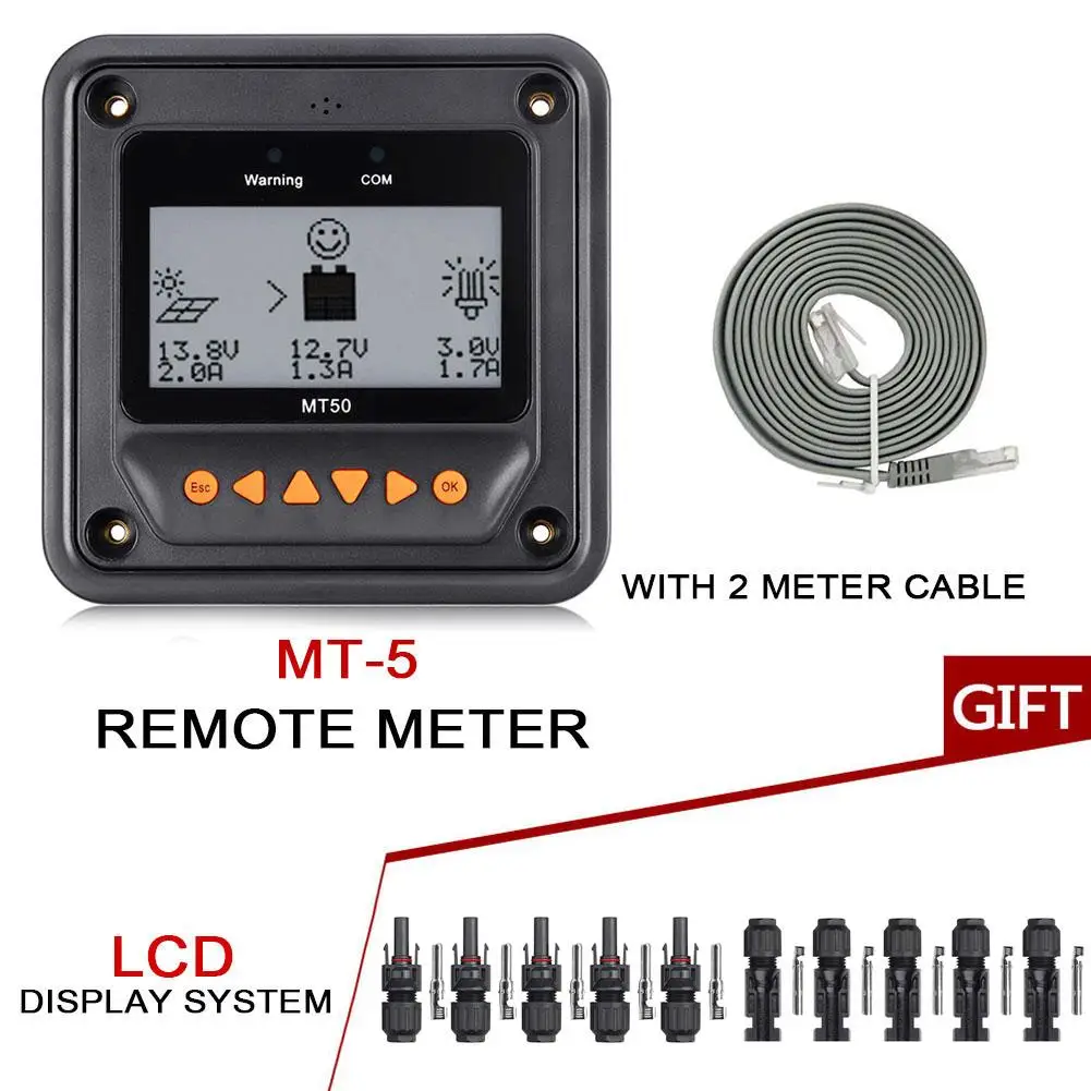 

Remote Meter LCD display For Tracer/EPIPC-COM MPPT Series Solar Charge Controller Regulator + 5 pairs MC4 Connectors Set