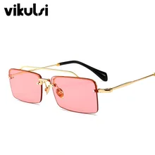Винтажные прямоугольные Солнцезащитные очки женские кошачий глаз металлическая оправа Квадратные Солнцезащитные очки для мужчин унисекс вечерние розовые прозрачные линзы очки Новые
