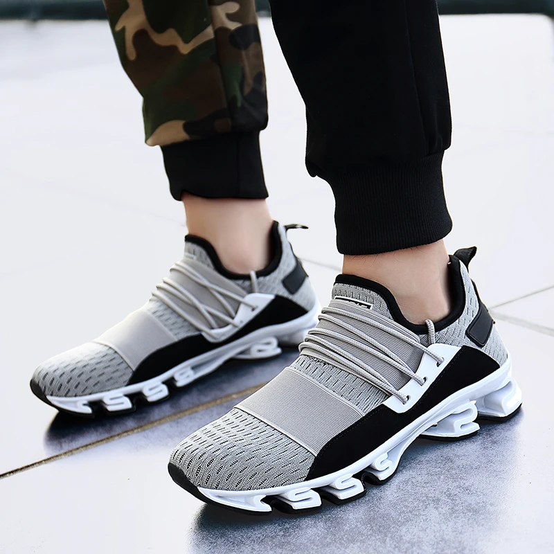 

Blades Soles Breathable Sport Shoes for Man Lace-up Big Size 39-46 Slow Shock Trainers Jogging Sneakers Men Running Shoes