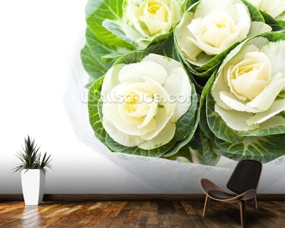 cheap Custom wallpaper wallpaper, Cabbage Flowers,retro murals for living room bedroom sofa background wall home decoration wallpaper