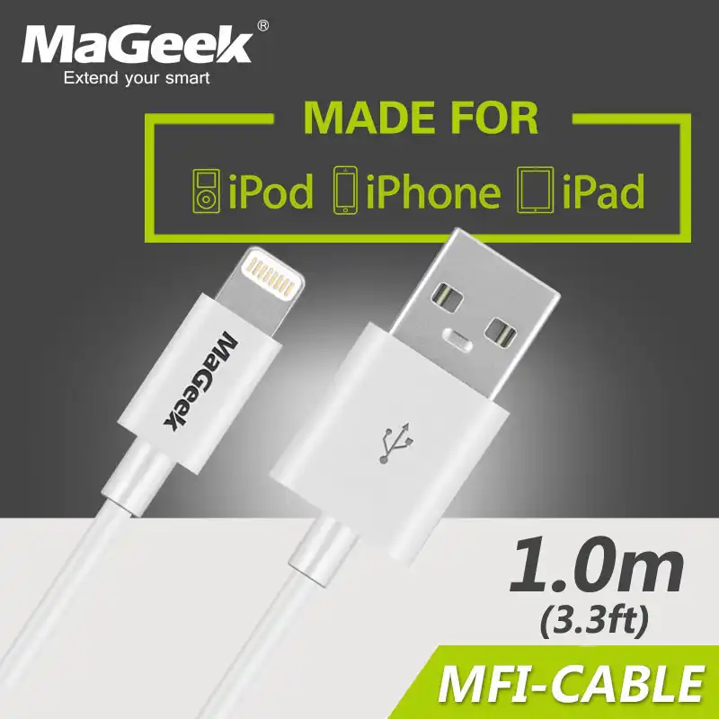 MaGeek 1,0 m/3.3ft кабели для мобильных телефонов MFi Lightning-USB кабель для iPhone 6 6s 5S iPad 4 mini Air 2 iOS 8 9 10 - изображение