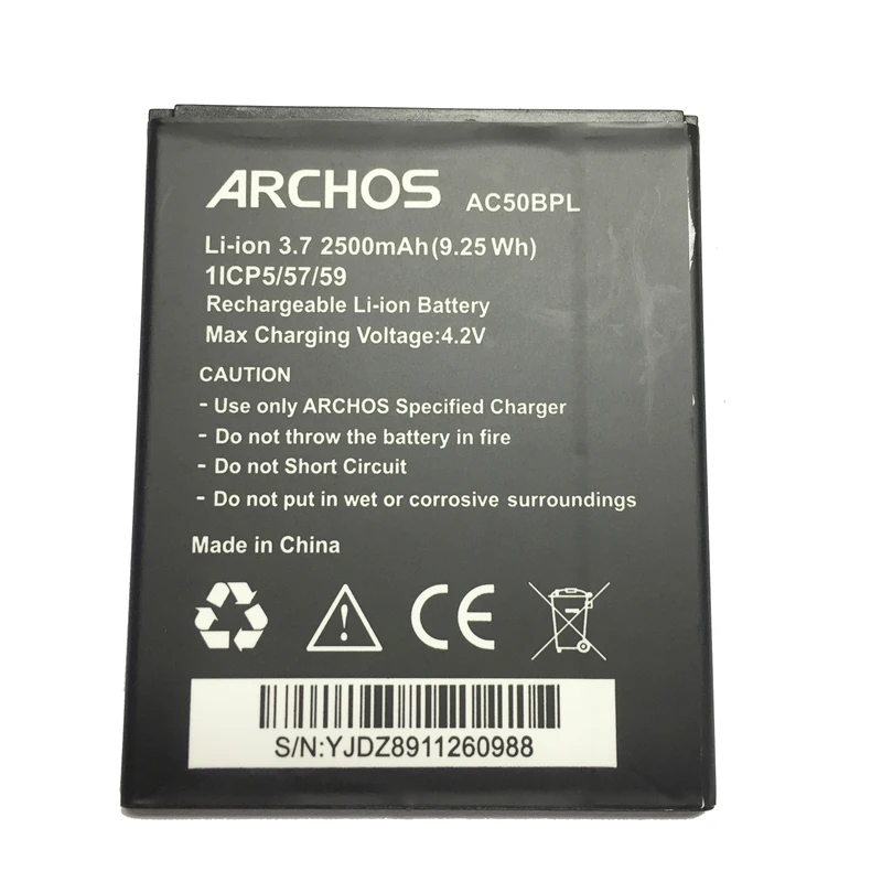 

MaleCrane Strong Safe Cell Phone Battery Ac50bpl 2500mAh For ARCHOS 50b Platinum Li-polymer Batteries