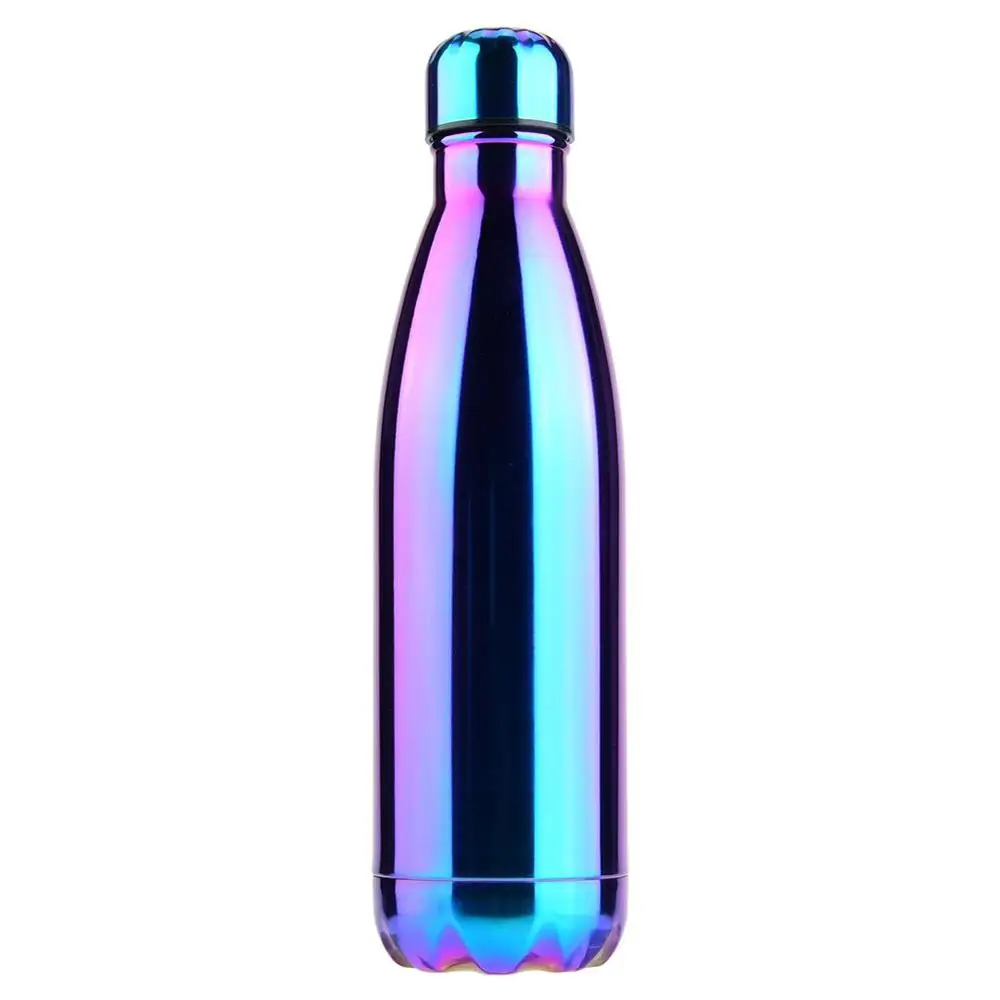 500 мл стиль Термокружка вакуумная колба из нержавеющей стали Гальваническая форма бутылки колба Вакуумная бутылка спортивные бутылки для воды - Цвет: Фиолетовый