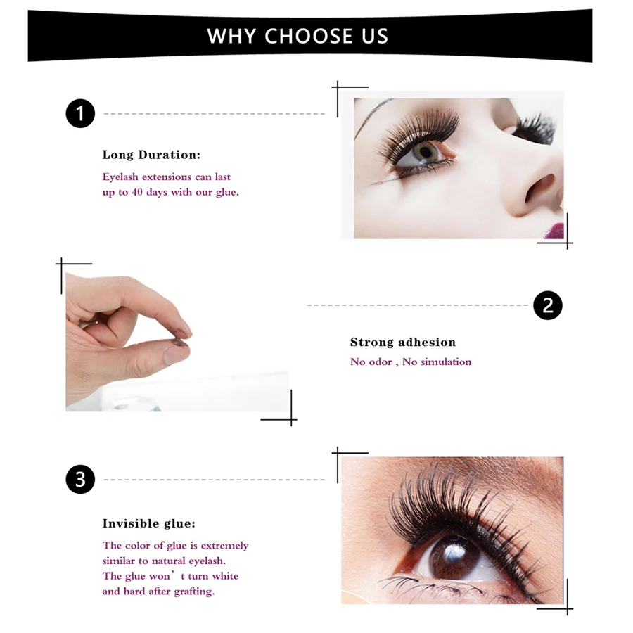 GLAMLASH 5/10ml 1 second fast dry strong false eye lash extension glue adhesive Low Smell No simulation mink eyelash glue