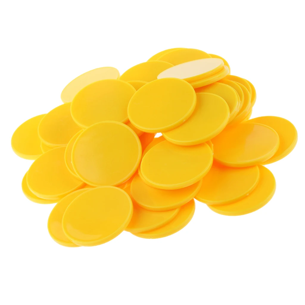 50pcs Casino Poker Chips Poker Game Board Game Chip DIY Craft 40mm Yellow