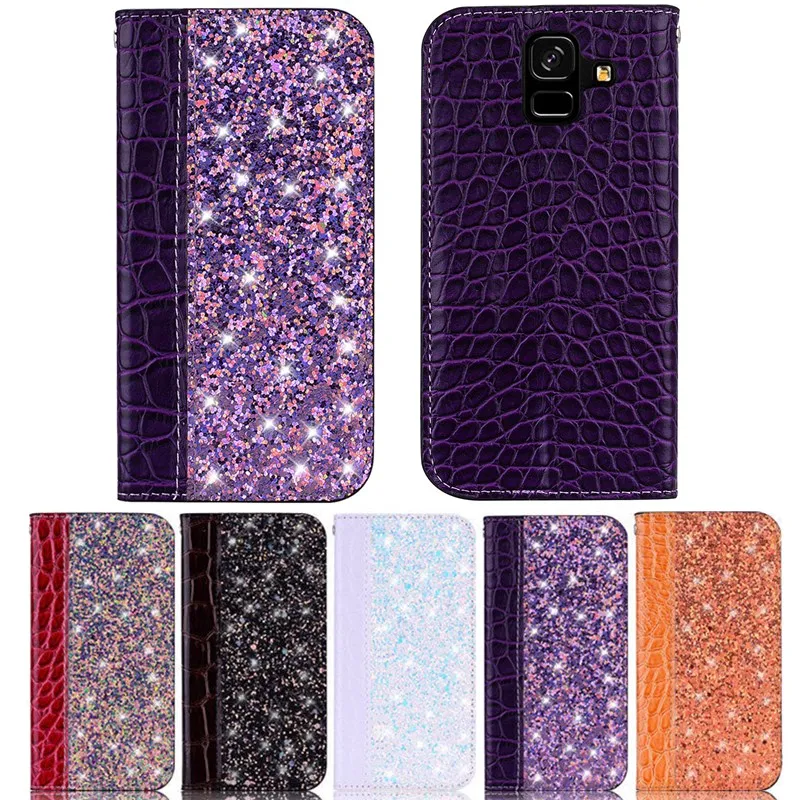 Чехол книжка для Samsung S8 S9 Plus J5 J7 2017 J4 J6 A6 A7 A8 2018 Note 9 из крокодиловой