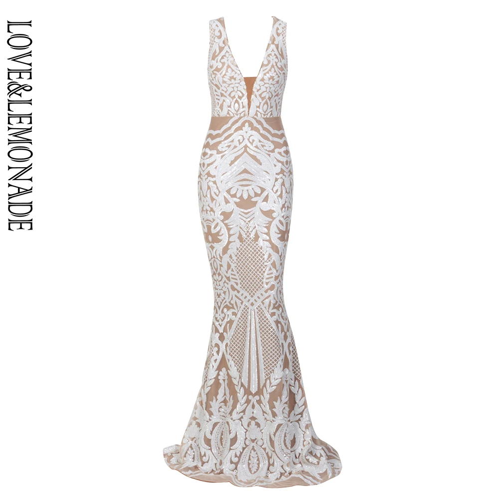 LOVE&LEMONADE Deep V-Neck  Geometric Sequins