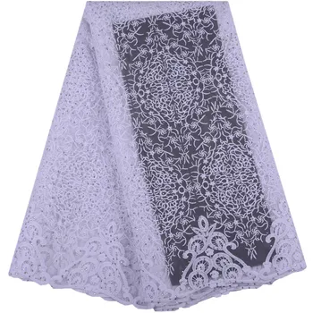 

Newest African Tulle Lace Fabrics With Stones Embroidery Net Lace African French Lace High Quality White Milk Silk Lace 1483