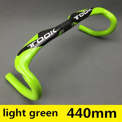 light green 440mm Углерода руль для шоссейного велосипеда, руль для велосипеда из углеродного волокна, руль Mtb углеродный рукоятка 9 Цвета 400/420/440 мм красный/синий/белый/зеленый - Цвет: light green 440mm