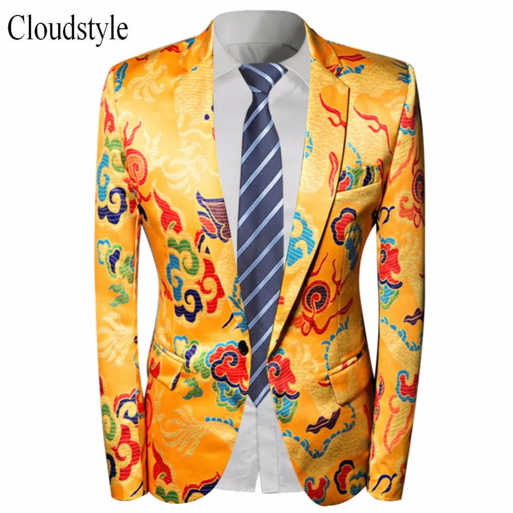 

Plus Size Male suit Jacket Men Fashion Digital Printing Autumn Spring Casual Single Breasted Patchworked Blazer Party Suit Wears