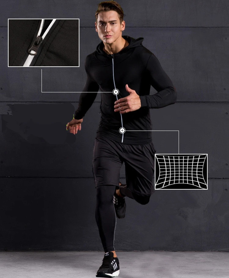 Спортивный костюм для мужчин спортивные наборы для бега Быстросохнущий баскетбол бег костюмы компрессионный спортивный тренажерный зал для обучения фитнесу одежда