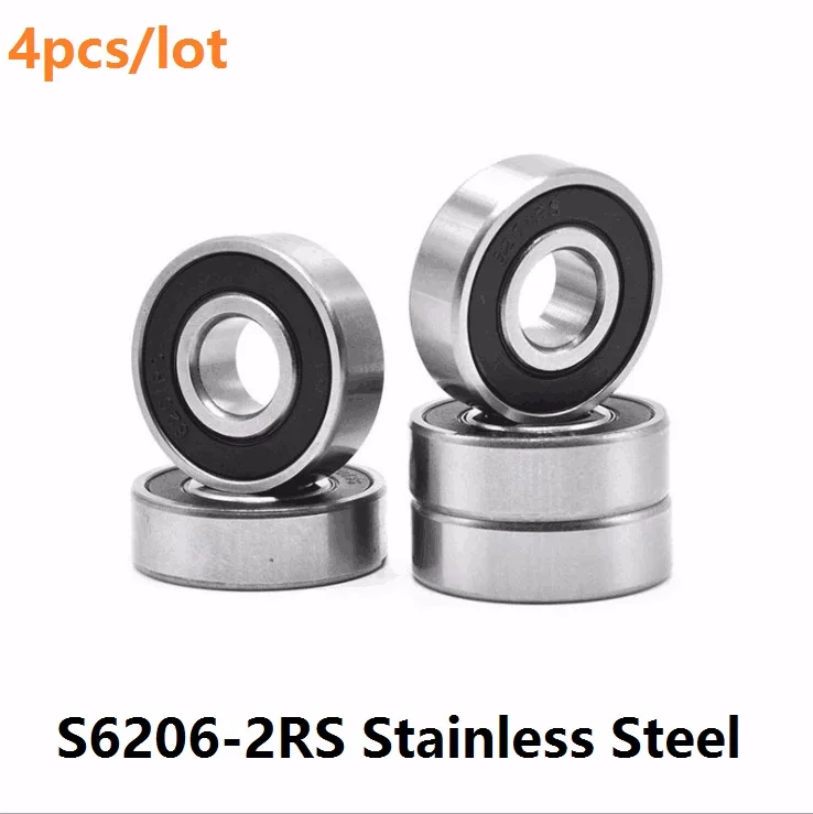4 шт. ABEC-5 S6206RS S6206-2RS 30*62*16 мм шарикоподшипник из нержавеющей стали глубокий 30x62x16 |