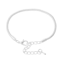 DoreenBeads, 4 шт., модные серебристые браслеты-цепочки с застежкой-лобстером, подходят для европейских шармов, сделай сам, для детей/детей, 15 см x 2,5 мм