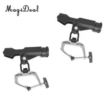 MagiDeal 2 ชิ้น Clamp เกี่ยวกับผู้ถือ Rod Rod ประมง Kayak เรือปรับ Rack Rail Mount สำหรับเรือแคนูเรืออุปกรณ์เสริม