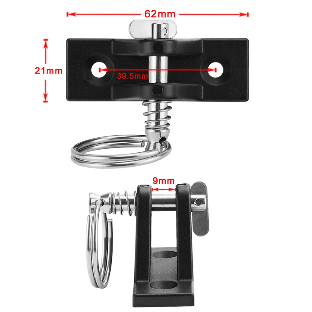 1 Pcs Black Nylon Bimini Top Deck Hinge With Quick Release Pin & Ring For Kayak Canoe Boat Fishing Dinghy Raft Etc 62mm x 21mm