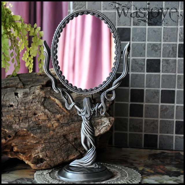 360 degree magnifying rotating princess women double-face zinc alloy metal desktop makeup table dressing cosmetic mirror 469A