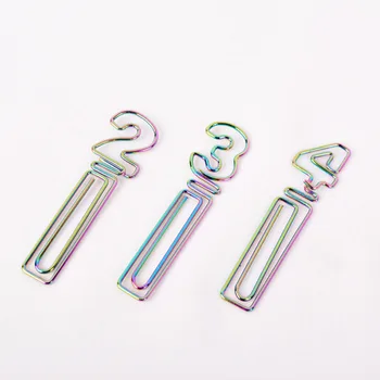 

10pcs BZNVN 2018 new cross-border colorful digital paperclip bookmarks electroplating Rainbow Pocket stationery