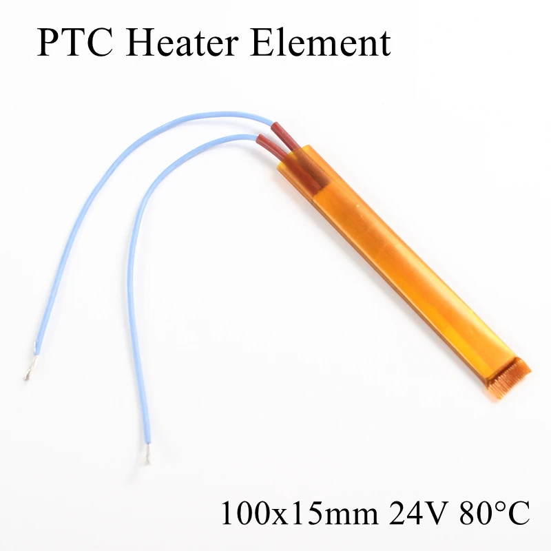 

1pc 100x15mm 24V 80 Degree Celsius PTC Heater Element Constant Thermostat Insulated Thermistor Ceramic Air Heating Plate Chip