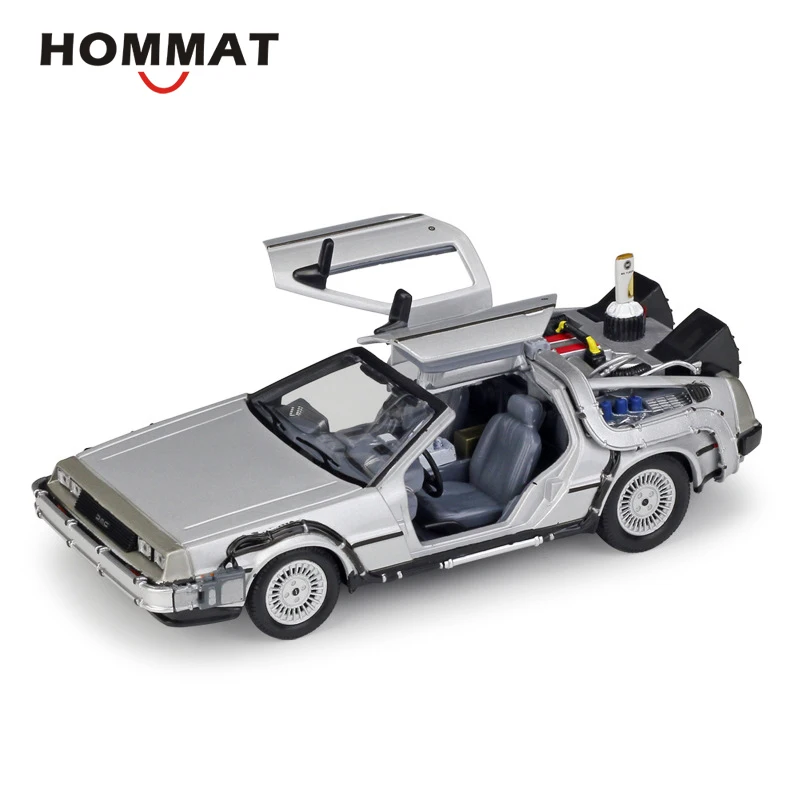 Back to the Future 2 HOMMAT моделирования 1:24 Масштаб Welly DeLorean DMC-12 BTTF 1/2/3 сплавочная модель автомобиля игрушка литые автомобили автомобиль Коллекционная модель подарок - Цвет: Back to the Future 2
