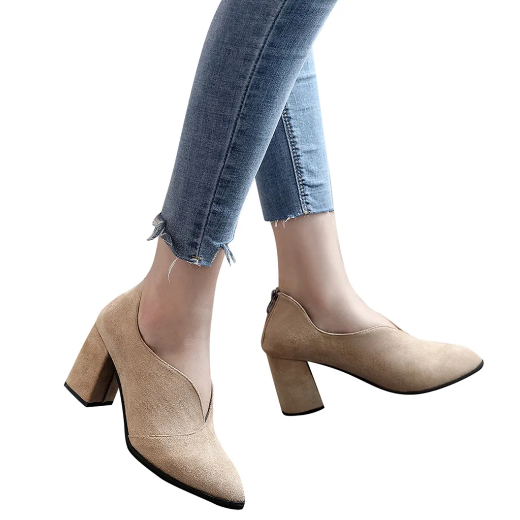 YOUYEDIAN/Женские повседневные тонкие туфли на молнии сзади; scarpe donna elegante; модные женские туфли с острым носком на высоком каблуке;# g2