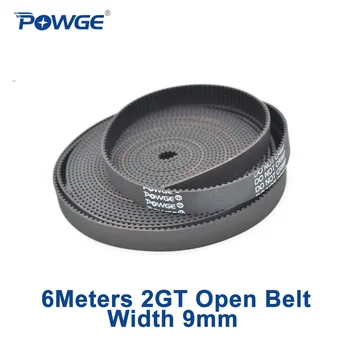 

POWGE 6Meters 2MGT 2GT open synchronous Timing belt width 9mm Rubber 2M GT2 2GT-9mm Small backlash Linear Motion 3D Printer