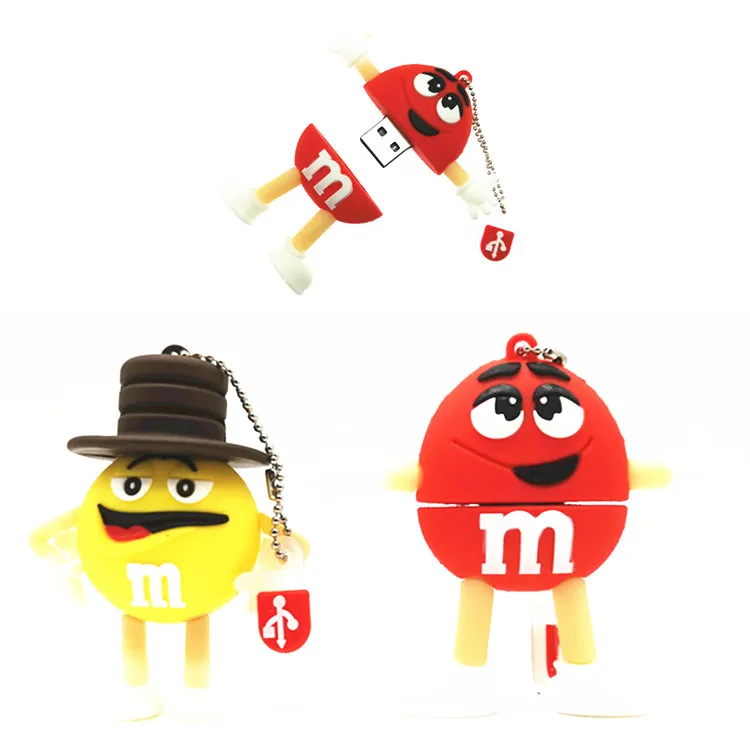 

USB Flash Drive Cartoon MM Rainbow Mini Beans 4GB 8G 16G 32G USB Flash Drive Memory Stick PenDrive 64G U Disk USB Stick