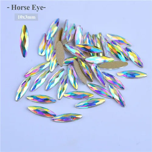 10 шт Блестящий Кристалл AB 3d украшения для дизайна ногтей конский глаз/камни в виде капли воды Стразы для ногтей DIY аксессуары УФ-гель лак LA532 - Цвет: Horse Eye