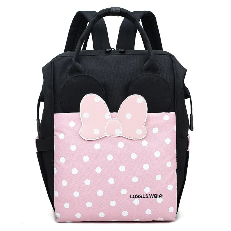 

Canvas Backpack Nylong Cartoon Bow Mother Backpack Outdoor Travel High Capacity Baby Bags For Mother Mummy Baby Dedicated Bag