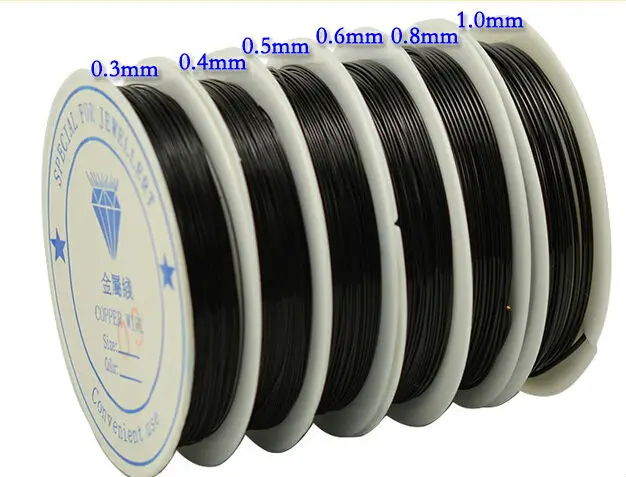 Медь провод 0,3/0,4/0,5/0,6/0,8/1,0 мм 30/15/10/6,5/3,5/2,5 метров в длину Diy черный провод линия ручной работы из бисера драгоценные камни антикварные ювелирные изделия линии