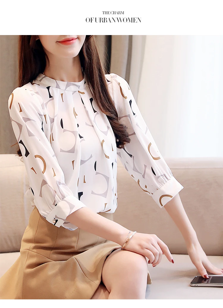 FREE SHIPPING Office Blouse Chiffon Printed OG0771