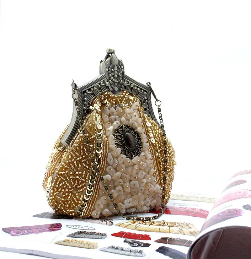 Серебряный китайский Для женщин вышито бисером с блестками Банкетный сумочка клатч вечерняя сумка для вечеринки Свадебные кошелек косметичка 03321-E