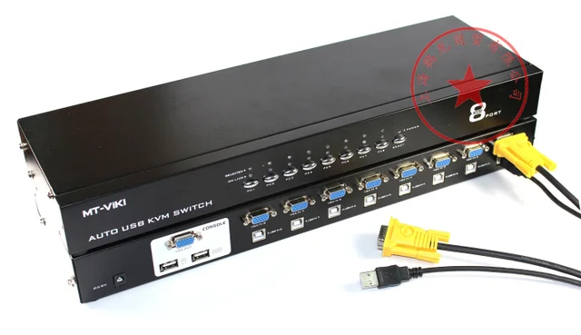 8 puertos USB 2.0 conmutador KVM con Cables modo síncrono