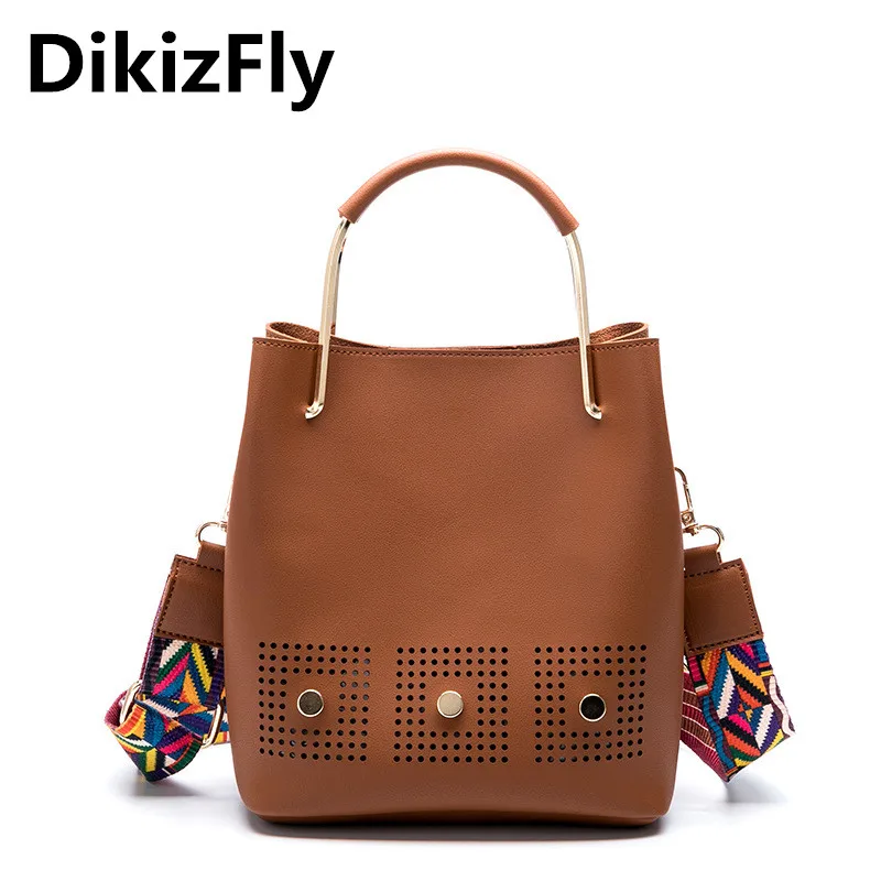 

DikizFly Solid Rivet Women Totes Bags Women Crossbody Bag Women Bags for women 2018 Sholder Bag Bucket Handbags bolsa feminina