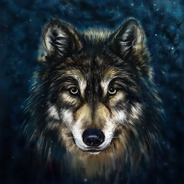 Black Wolf Design Unframed Fashionable Wild Wolf Style Inkjet Oil
